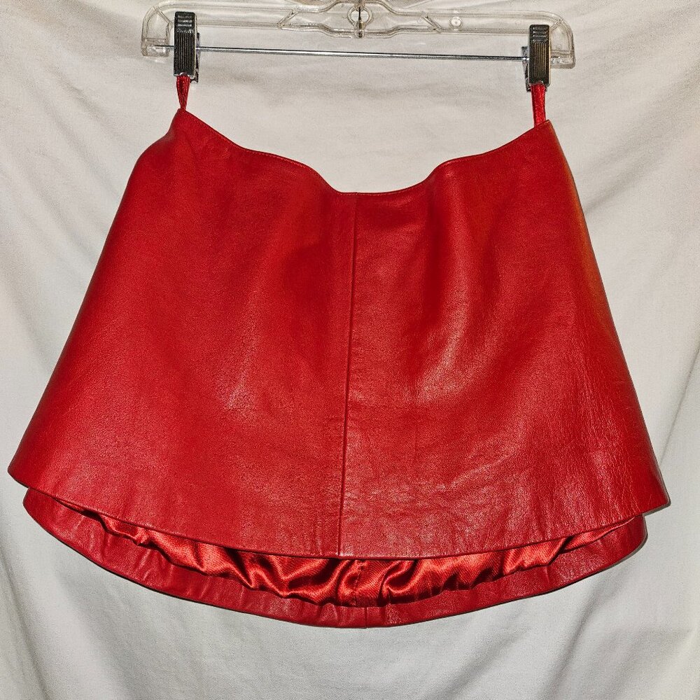 NWT M RED A-line Lambskin LEATHER Mini SKIRT